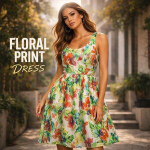 Signature by Robbie Bee Floral Fit & Flare Dress Size 12